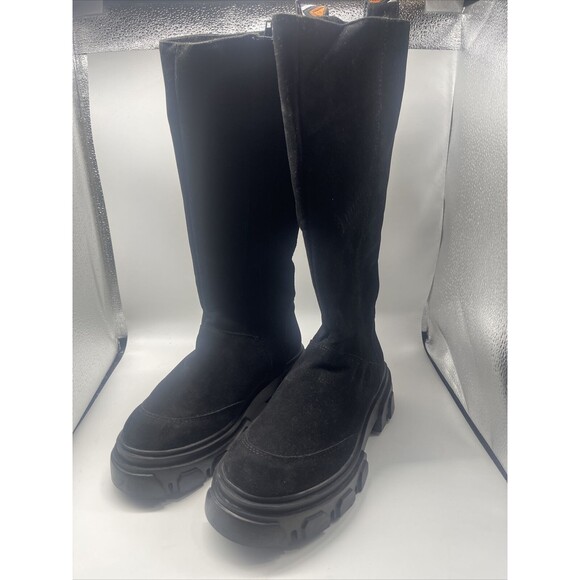 Farm Rio Back Embrodery Ribbon Black Suede Tall Boots Sz 6 New W/O Tags - Picture 3 of 11